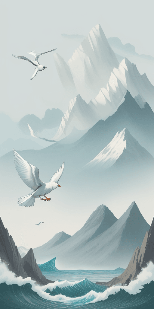 AI generated: Draw a picture with the theme of "Crossing Mountains and Seas, Just for Meeting", emphasizing mounta...
