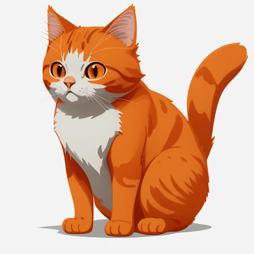 AI generated: cute orange cat, Unreal Engine, Digital Art, vector art, studio ghibli style, white background