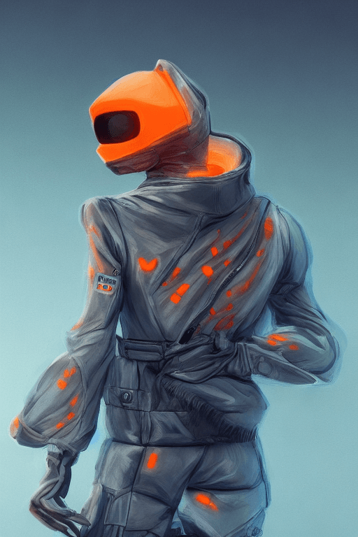 AI generated: MINI cute hyperrealistic futuristic soldier kitten wearing cyberpunk jacket. orange skin. Cinematic,...