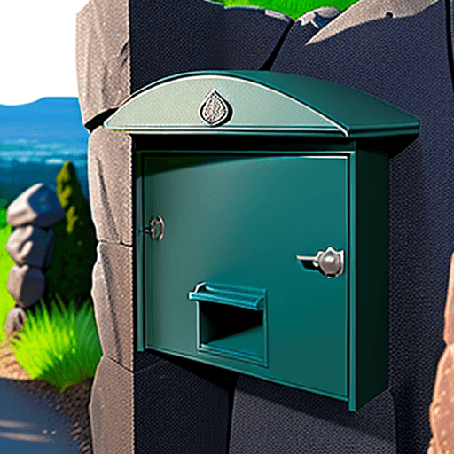 AI generated: letter box opening in a basalt rock fence. Remove any letters or numbers from the image.