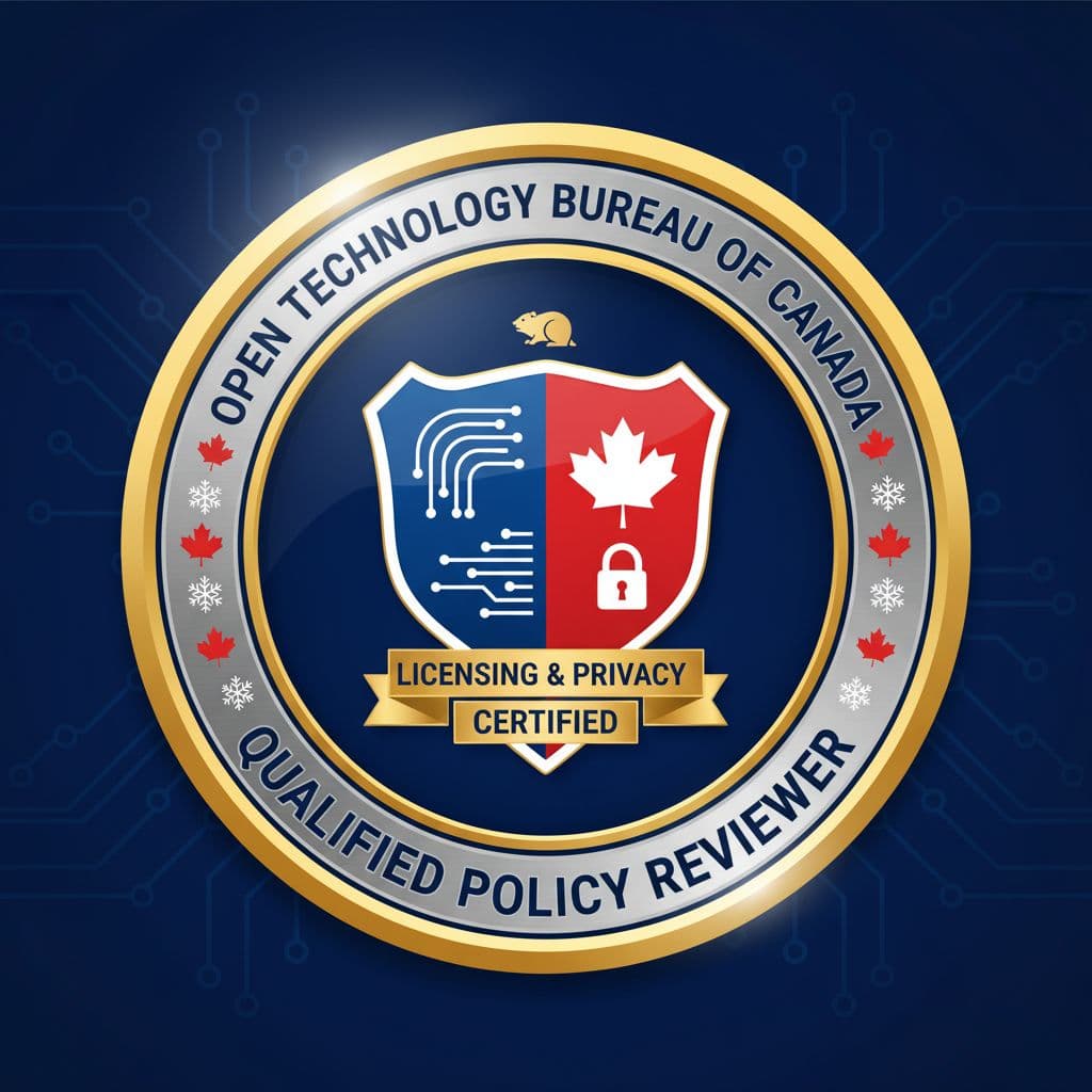 AI generated: Create a professional badge that signifies a qualification from the Open Technology Bureau of Canada...