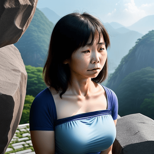AI generated: asia taiwan woman, facing life's difficulties and setbacks, feels the weight of the world on her che...