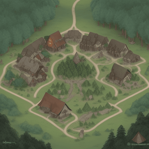 AI generated: D&d campaign map

The Forest Town:
The town is a small settlement situated at the edge of the forest...