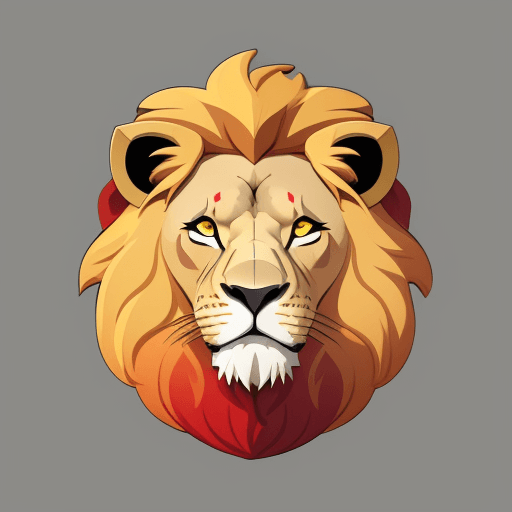 AI generated: simple colorful lion head cartoon logo for design company
