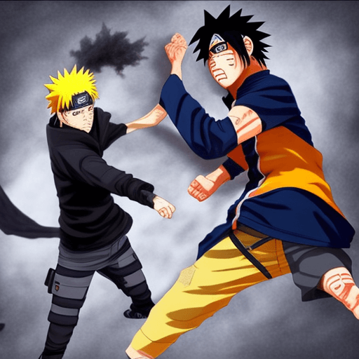 AI generated: Realistic, Naruto vs Sasuke