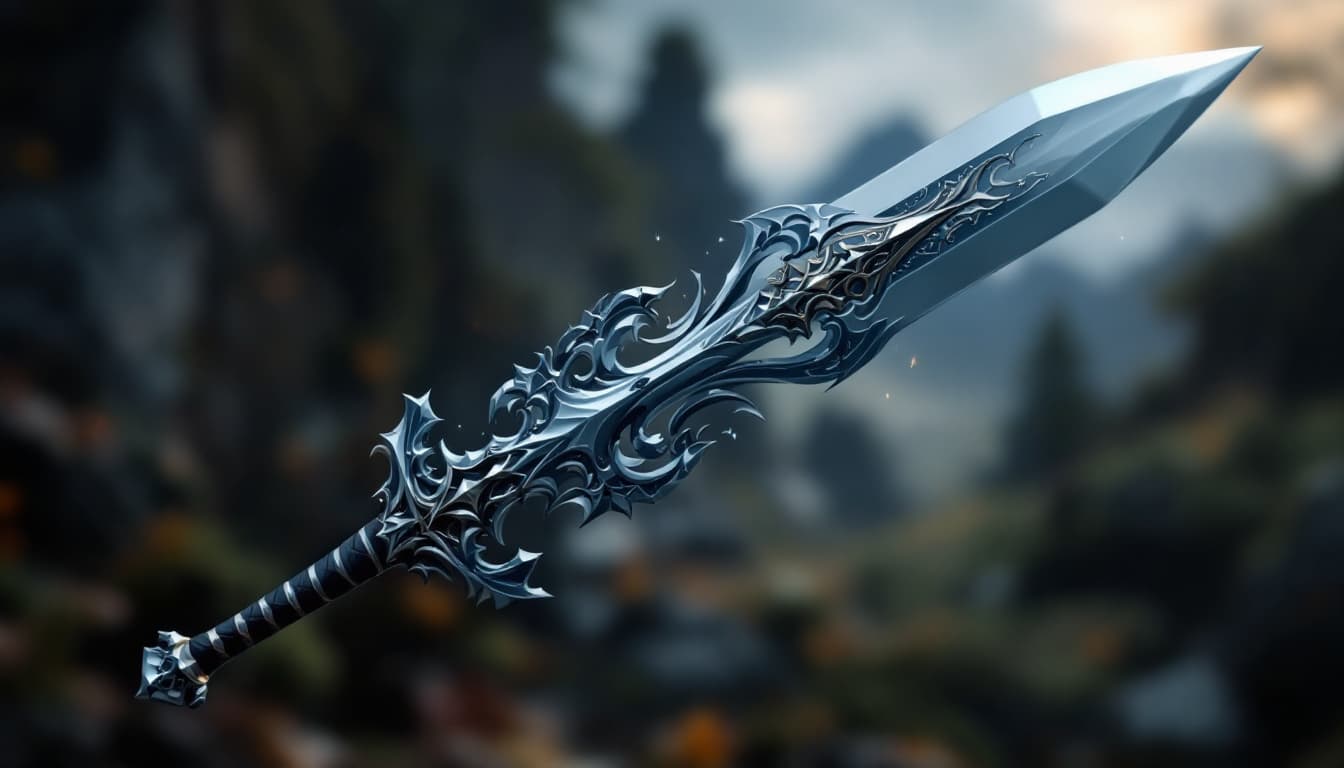 AI generated: A sharp intricately designed sword 