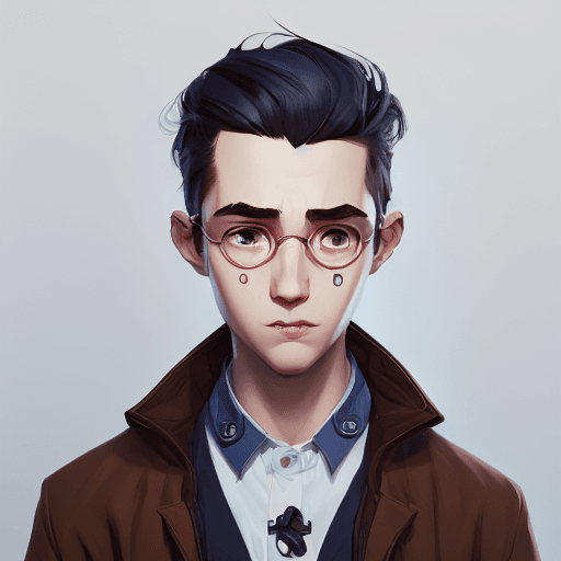 AI generated: Full height face Portrait of young boy, nerdy, Cute arcane art style, portrait, thin eyebrows, blue ...