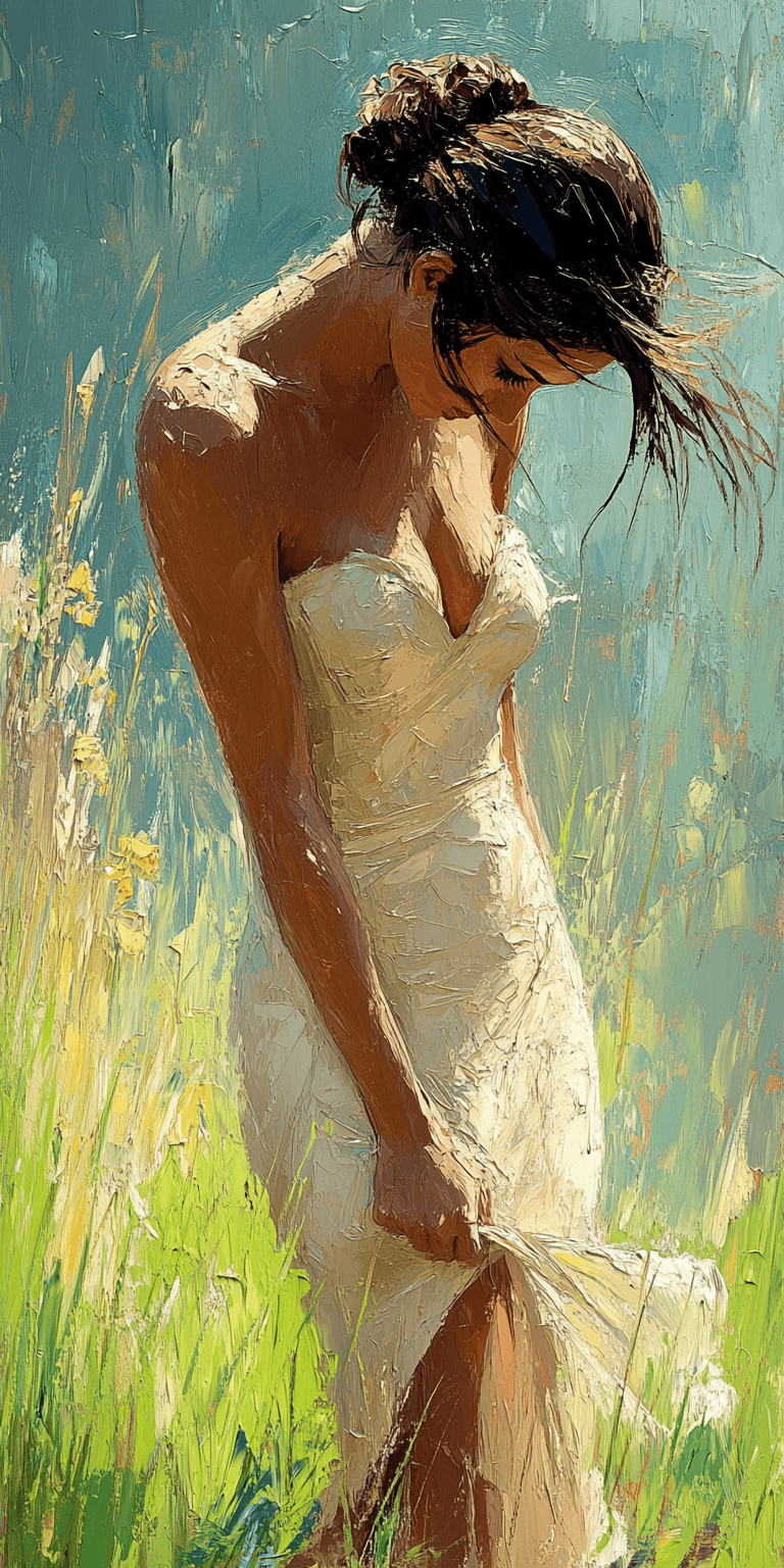 AI generated: impressionist painting of a woman wearing a dress, in the style of Monet, graceful movements, disint...