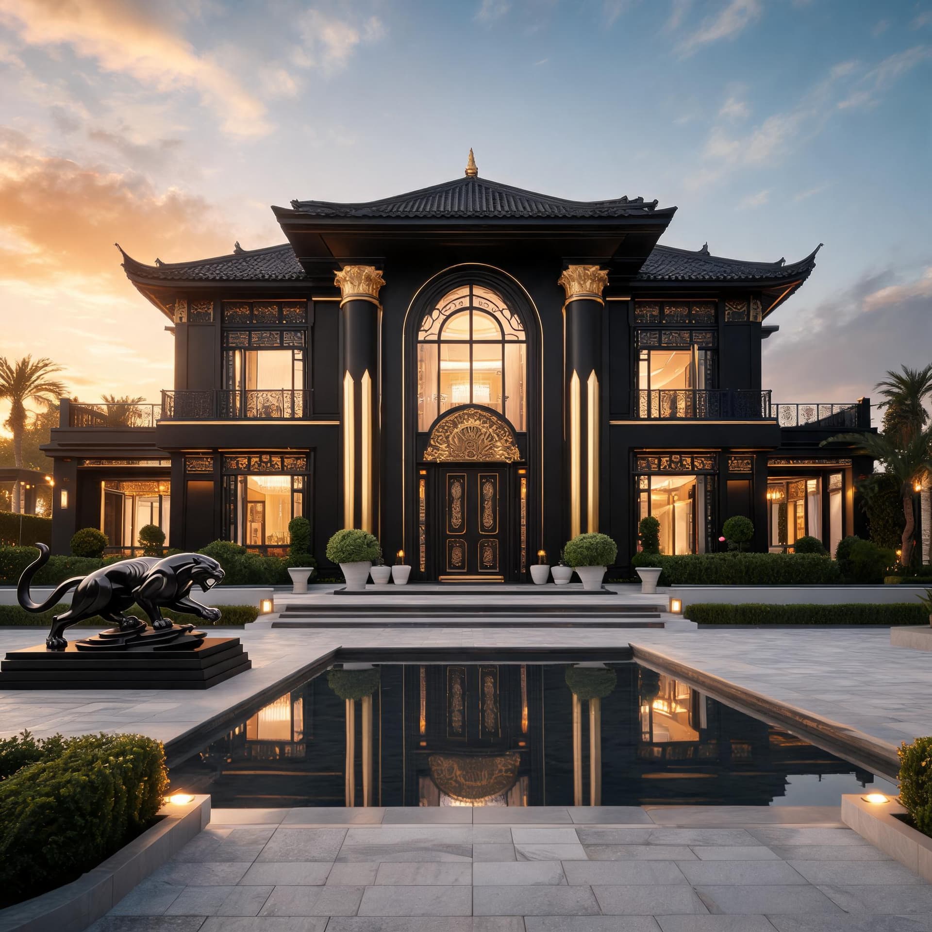 AI generated: Ultra-realistic architectural visualization of a contemporary luxury home, inspired by modern mansio...