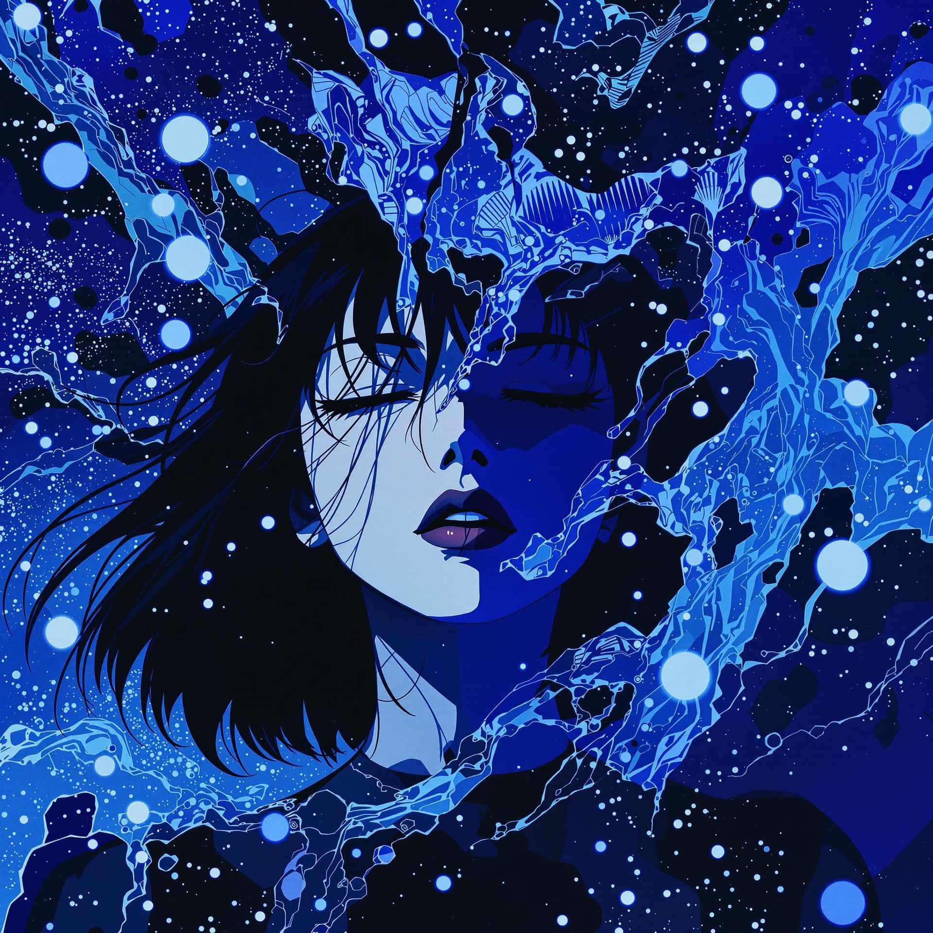 AI generated: (masterpiece of the highest quality:1.4),perfect blue depicted with artistic brilliance (by junji it...