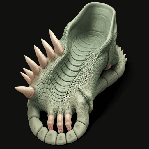 AI generated: a human foot similar to a dinosaur's foot with reptile claws instead of human nails