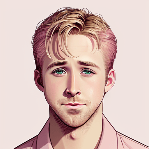 AI generated: Ryan Gosling, Cartoon, 
pINK COLOR