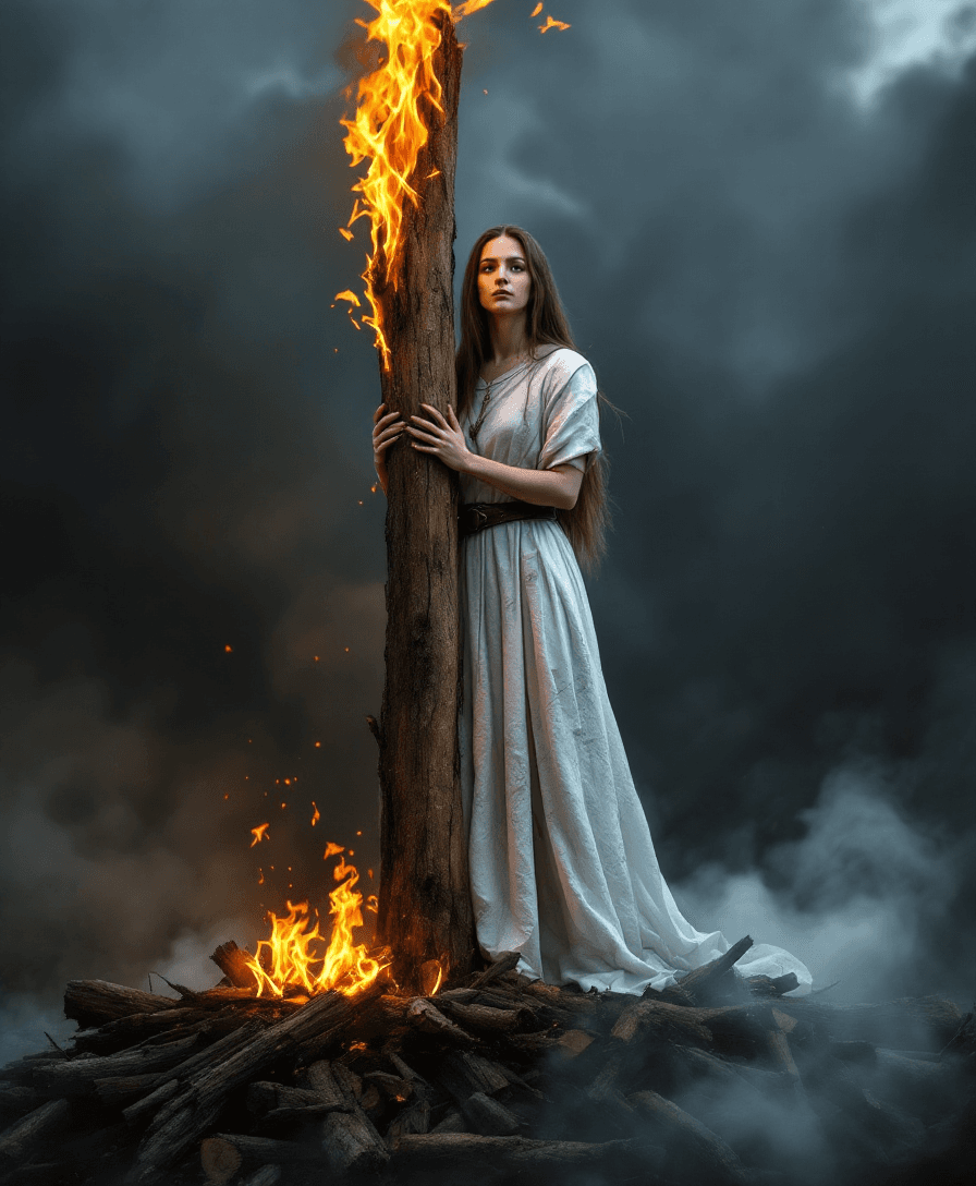 AI generated: A beautiful professional photo from the front of an ultra-realistic 15-year-old Joan of Arc standing...