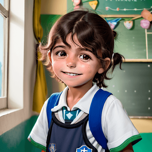 AI generated: En un animado rincón del hogar, María observa con una sonrisa cuando su hijo, Juan, regresa del cole...