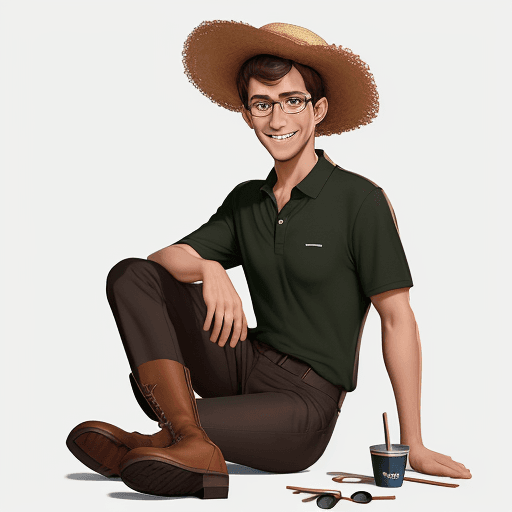 AI generated: A men, full body, wering black pants e brown boot, without beard, whithout, short hair, black glasse...