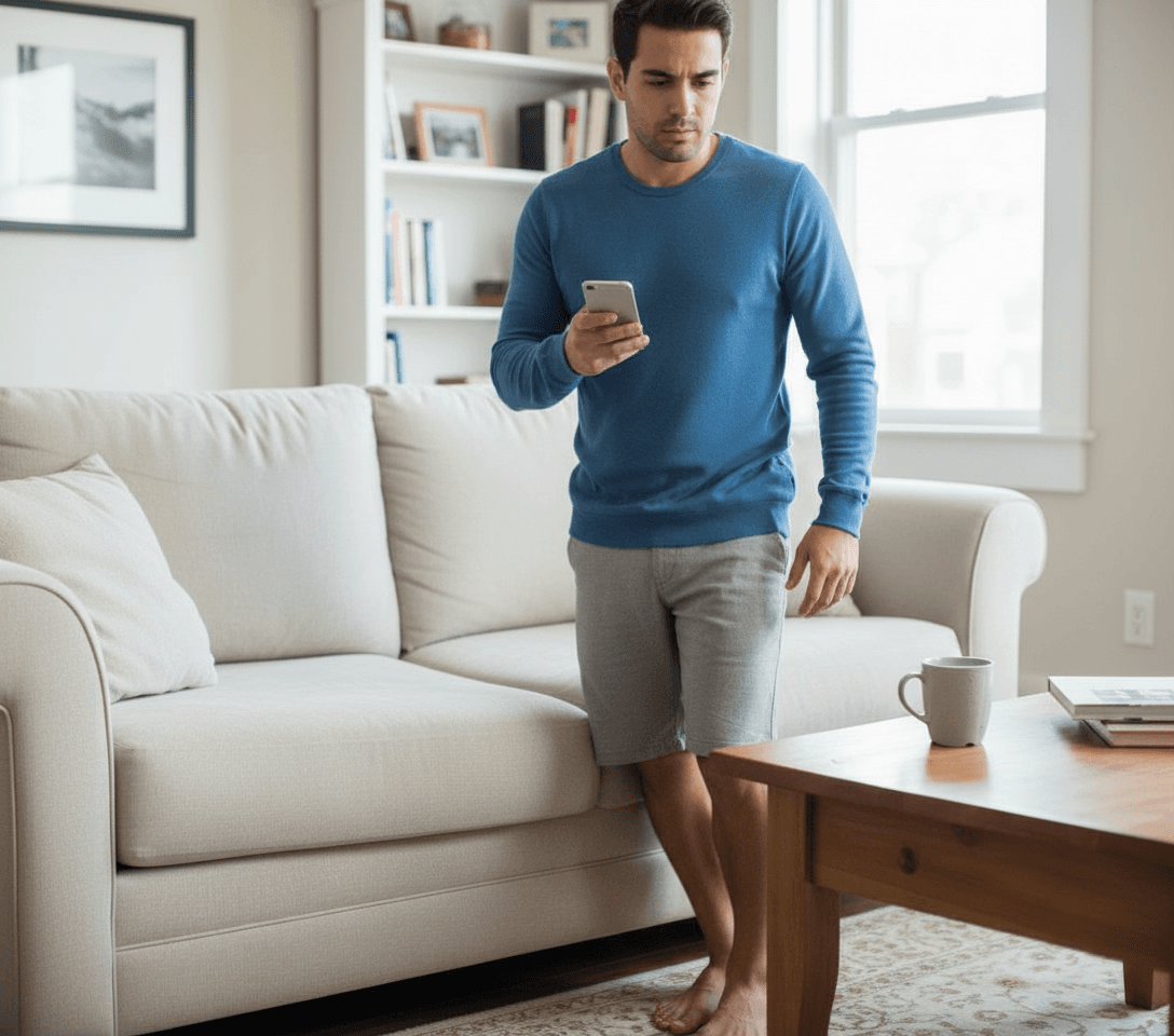 AI generated: Hispanic male. He is He is 5 feet tall, he is wearing a long sleeve cerulean blue shirt, gray shorts...