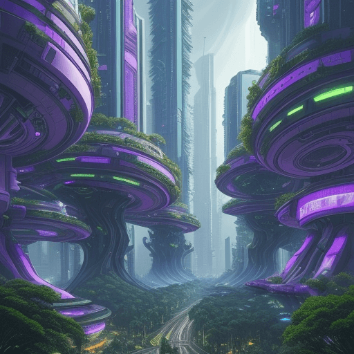 AI generated: a view of a city with a lot of trees and bushes, garden, beautiful city of the future, future city, ...
