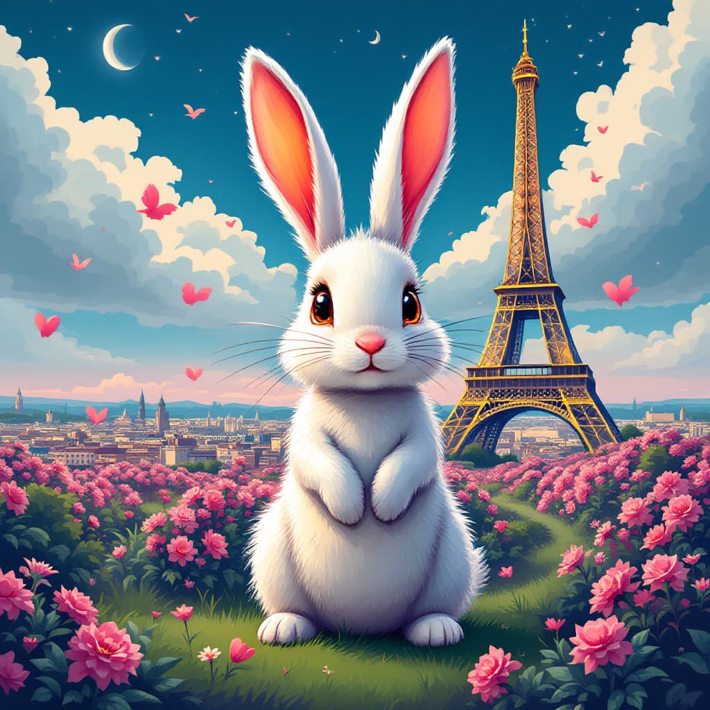 AI generated: A rabbit in the eiffel tower