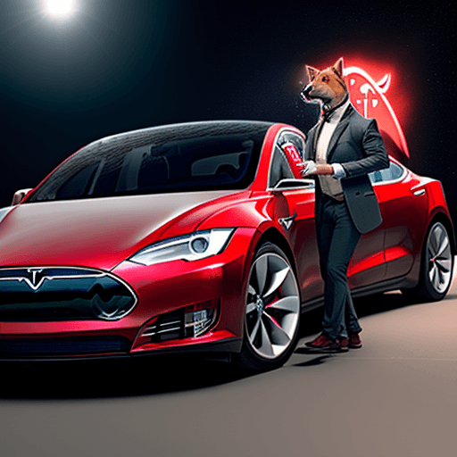 AI generated: un perro hosckie tomando soda coca cola y manejando un tesla en el espacio