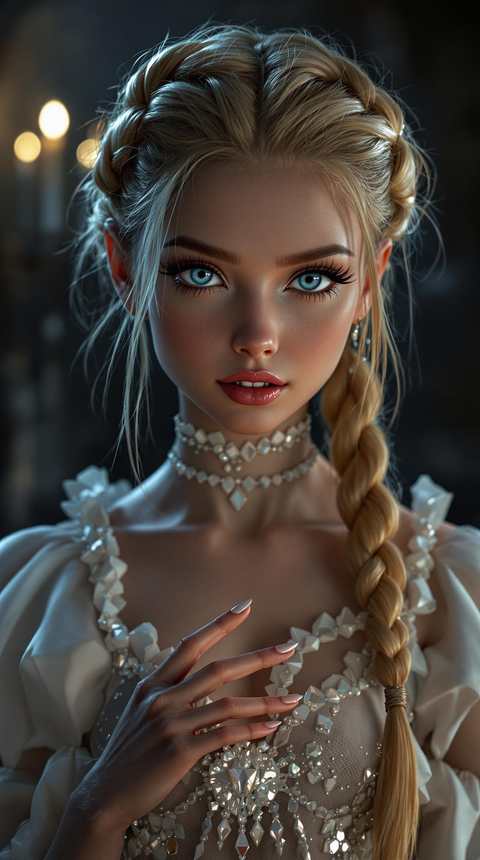 AI generated: A professional photo of the most beautiful 4th-grade girl in the world as a vampire, captured in a h...