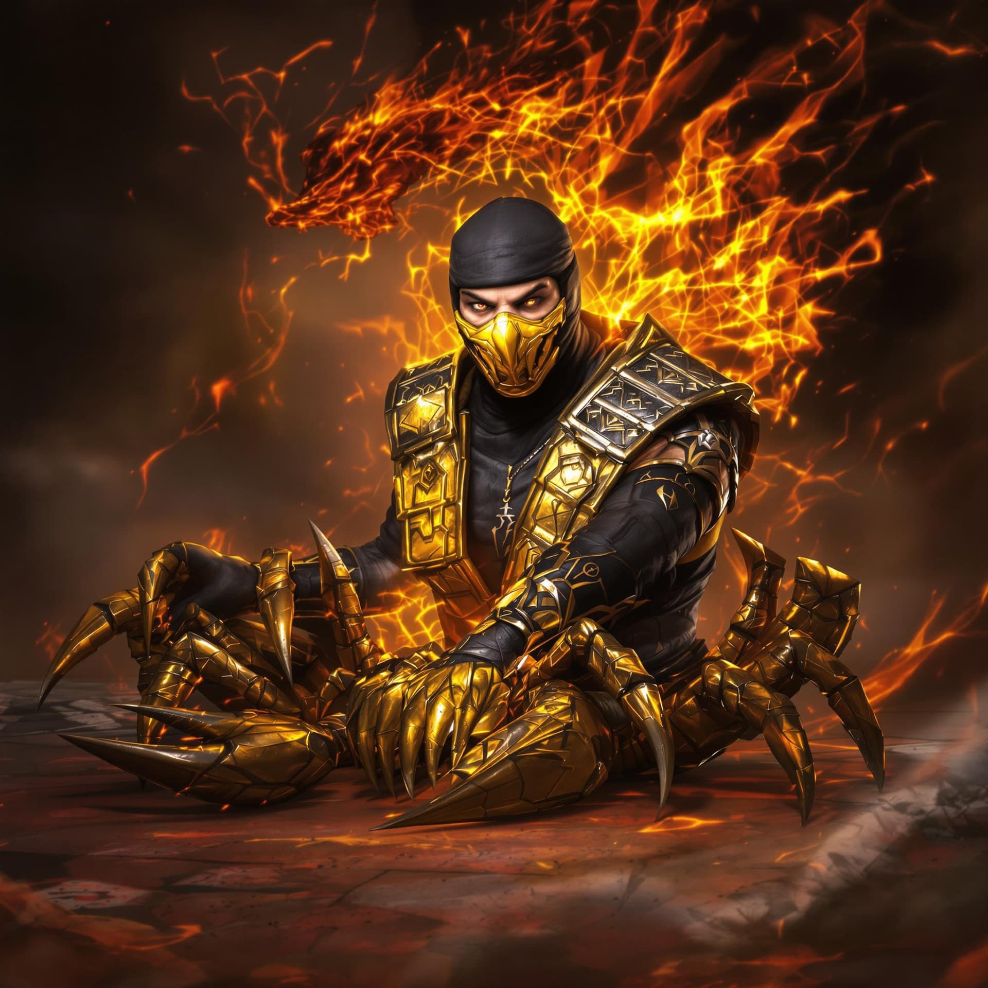AI generated: Mortal Kombat oyununda ki scorpion Karakteri yap 