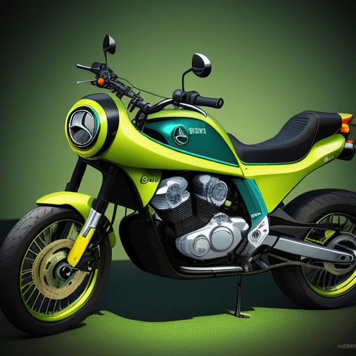 AI generated: logo icon, 3d, bike & mercedes benz hibrid,Greenish yellow adventure, graphic design, realistc, High...