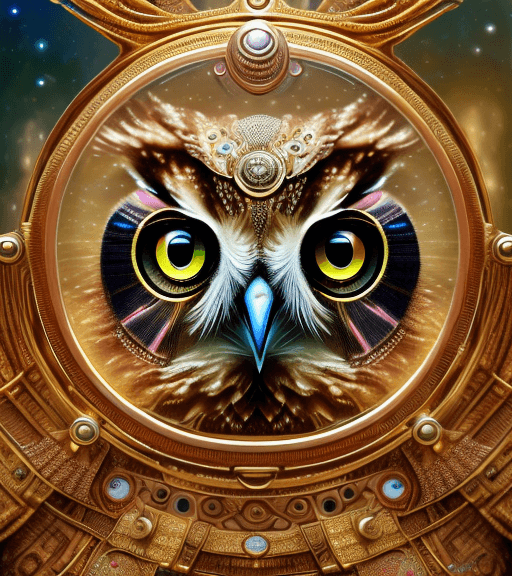 AI generated: high resolution 8k, Balla master painter, Byzantine artwork, Owl, Cat's eyes,
  feathers, intricate ...