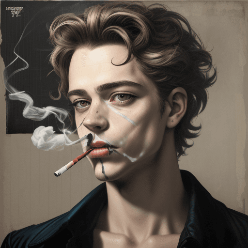 AI generated: a painting showing a man smoking a cigarette, in the style of neo-pop collages, douglas smith, danie...