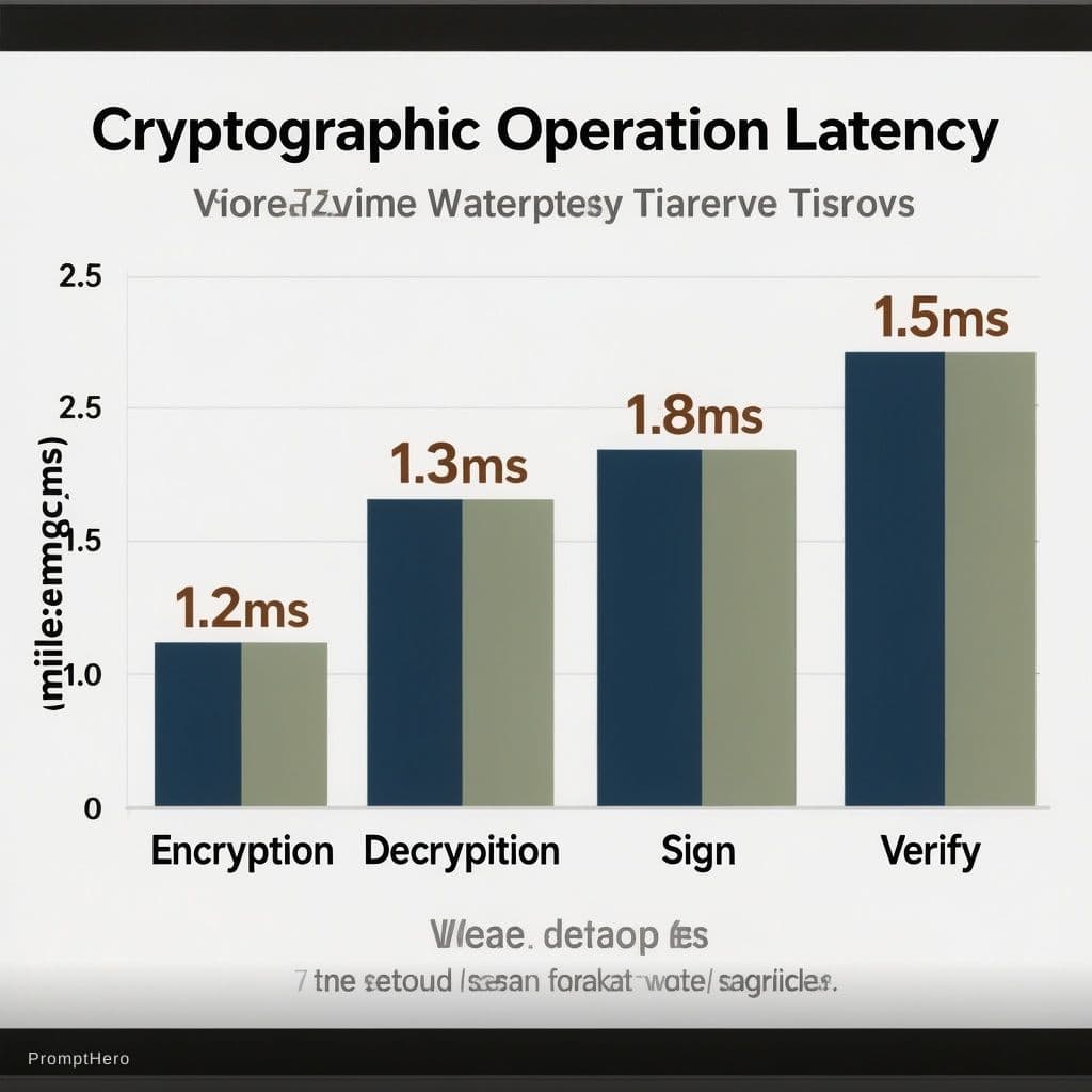 AI generated: Professional bar chart titled "Cryptographic Operation Latency". Y-axis "milliseconds (ms)" from 0 t...