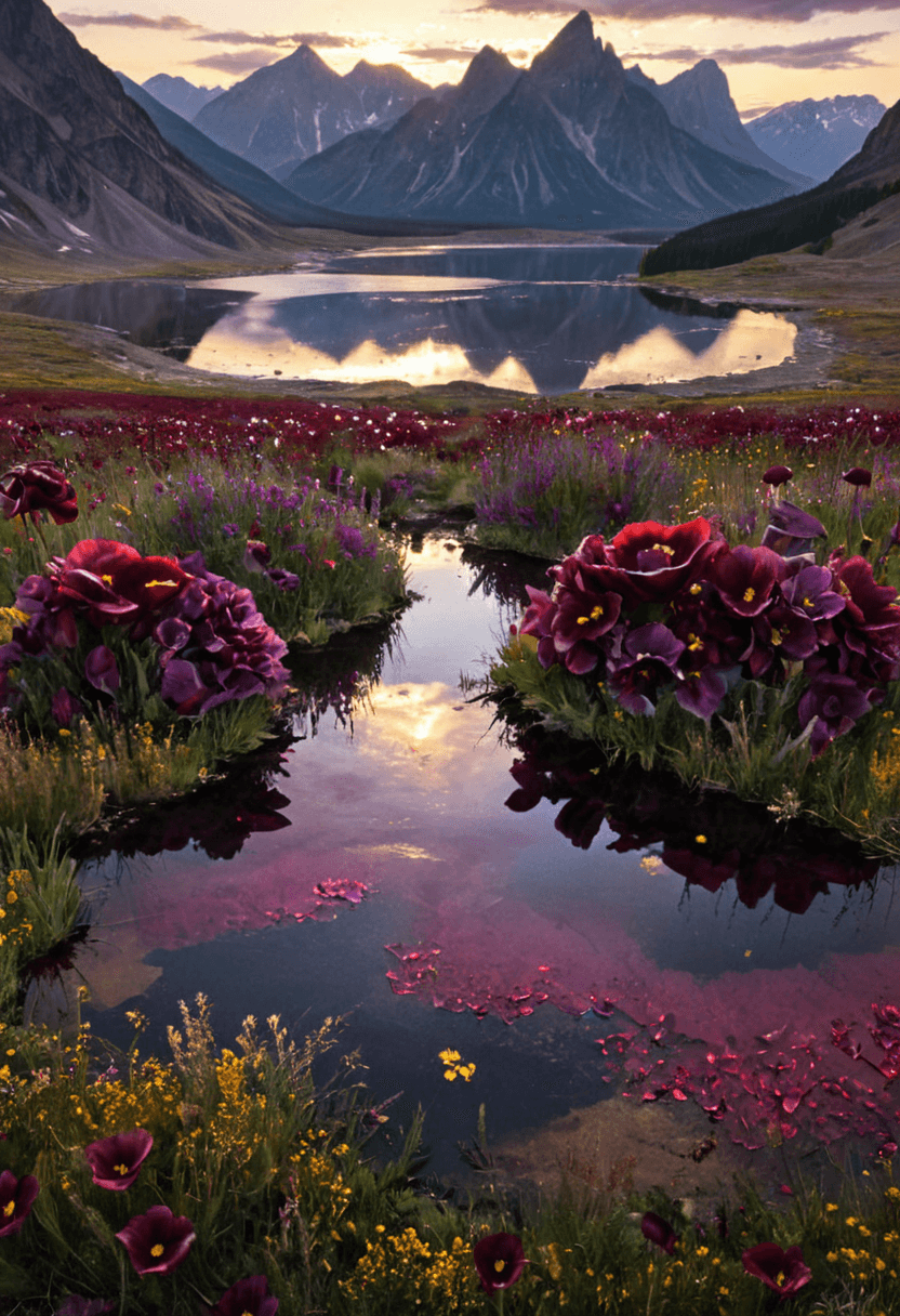 AI generated: Dystopian style <lora:xl_more_art-full_v1:1>,<lora:DreamARTSDXL:1>,A field of massive, alien flowers...