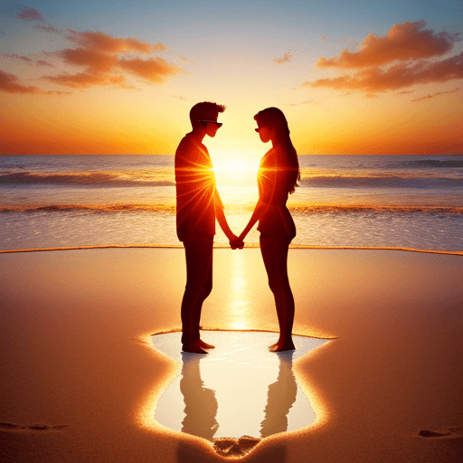 AI generated: illustration, young adult romance novel cover of a Flames reflected in sunglasses with two silhouett...