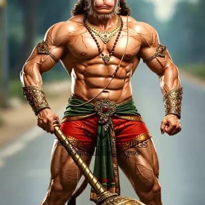 AI generated video: Hanuman comes jumping from sky 