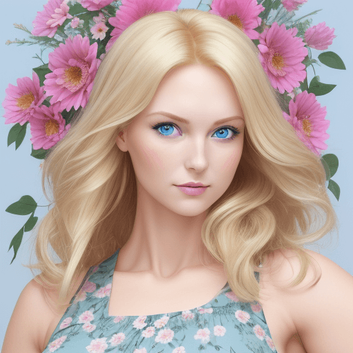 AI generated: Create the image of a 30-year-old woman, 1.70 meters tall, 60 kilos and well-built, blonde with blue...