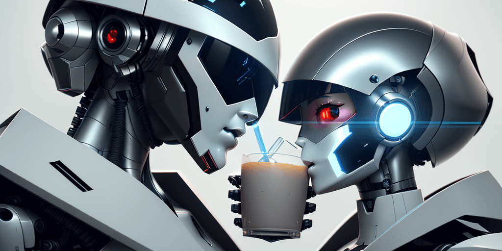 AI generated: a close up of a robot with a helmet on, cgsociety 4k”, unreal engine ; romantic theme, trend on beha...