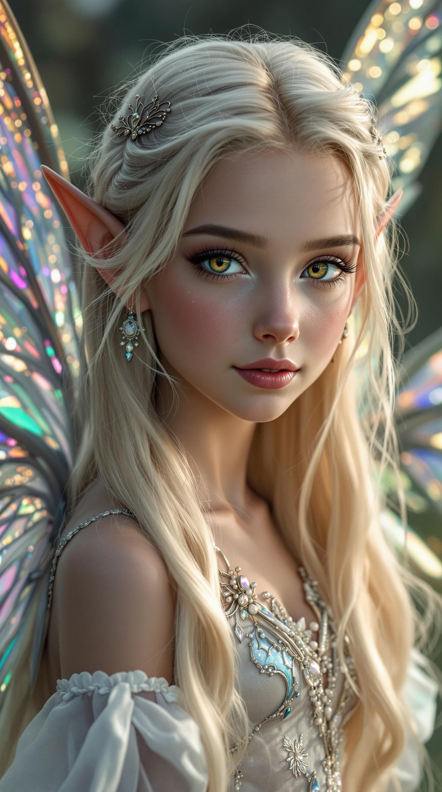 AI generated: a professional photo of a exceptionally of the most beautiful girl in the world, (age ten) short ear...