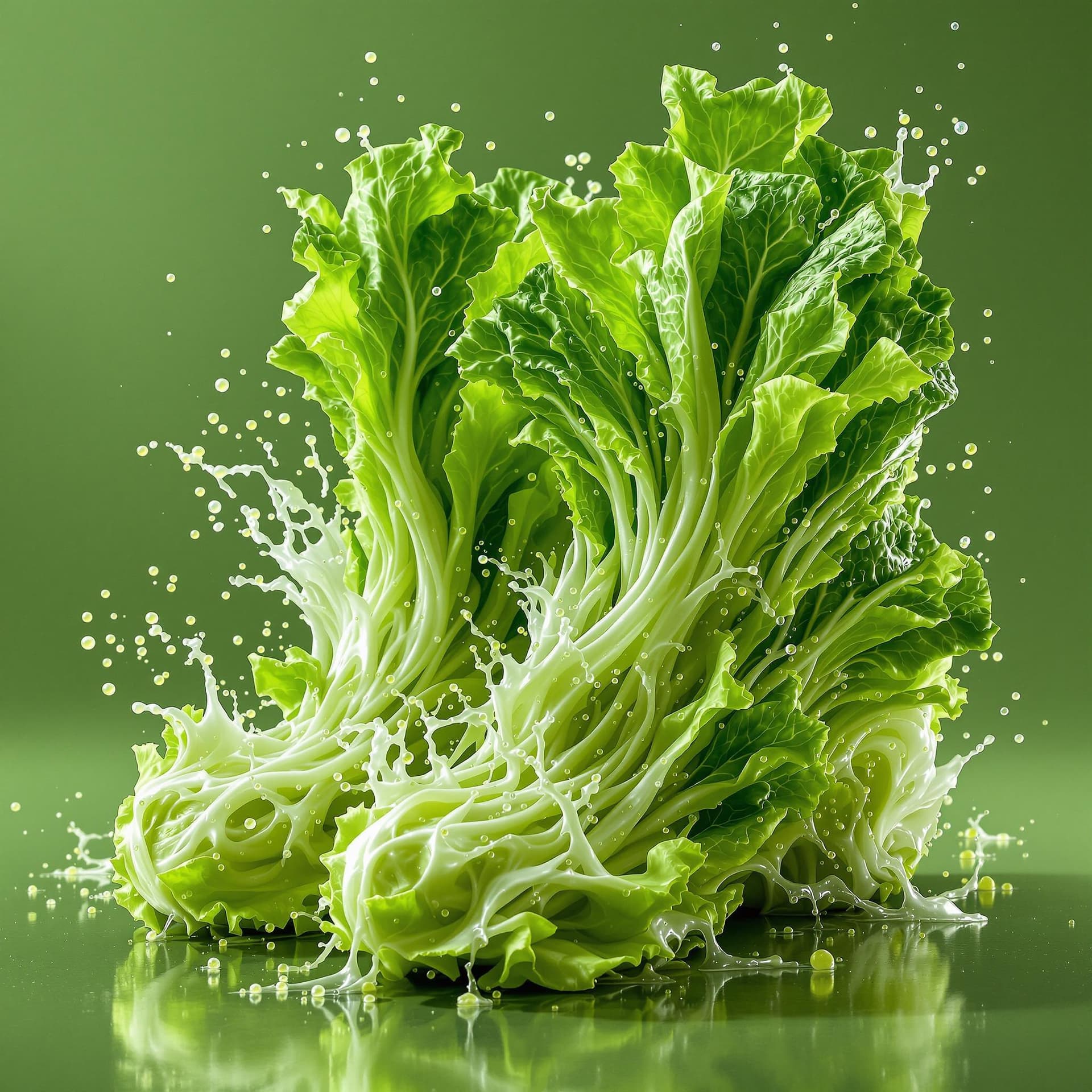 AI generated: a pair of surreal raw lettuce salad shoes made of splashy raw Lettuce structure (Spinach) raw green ...