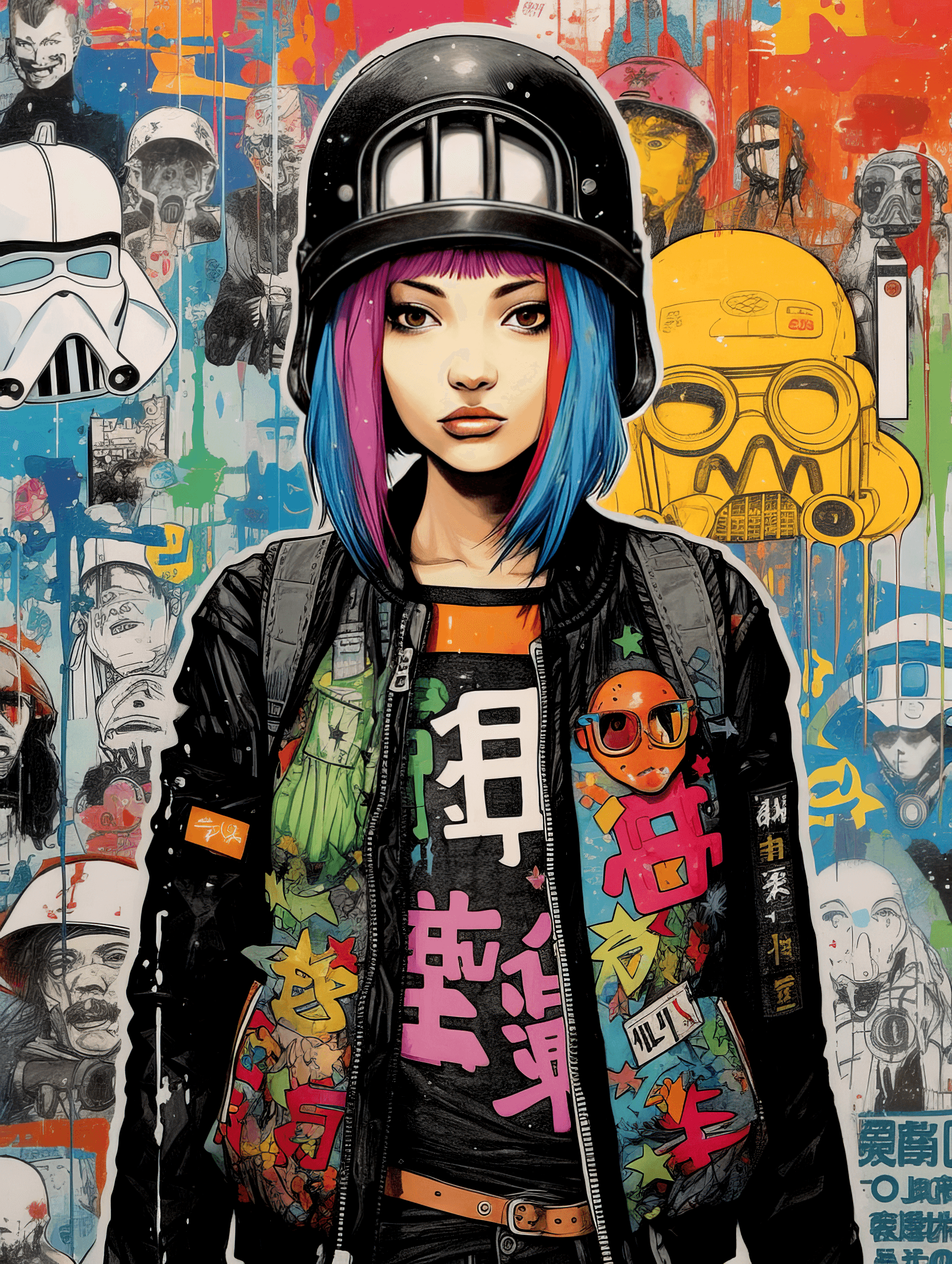AI generated: a figure standing in a star wars vest with hats and lace, in the style of punk-inspired art, uemura ...