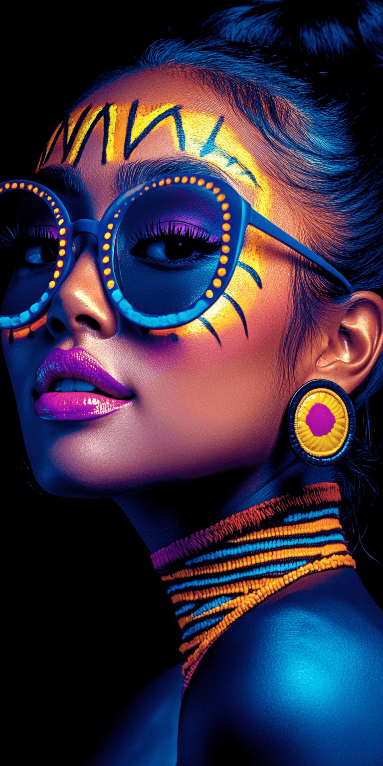 AI generated: woman, in the style of illusory wallpaper portraits, colorful realism, intense close-ups --chaos 75 ...