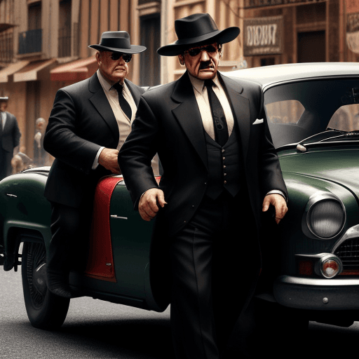 AI generated: Mafia members, 4k, guns, cars, old style, mobs, sicilian, italian, new york