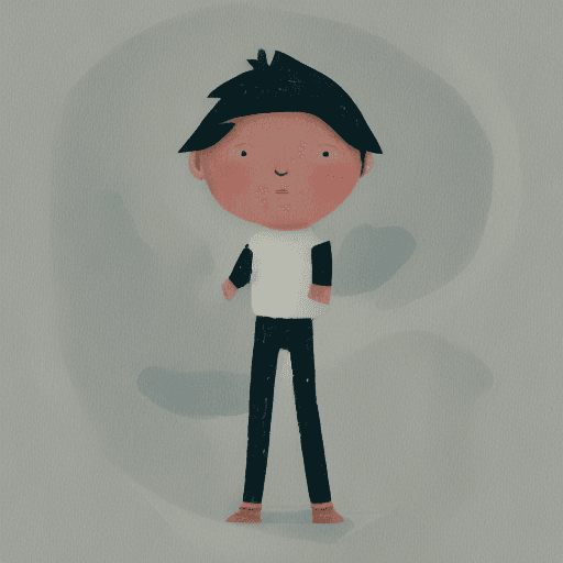 AI generated: A cute [ man ], in the style of Jon Klassen, desaturated light and airy pastel color palette, nurser...