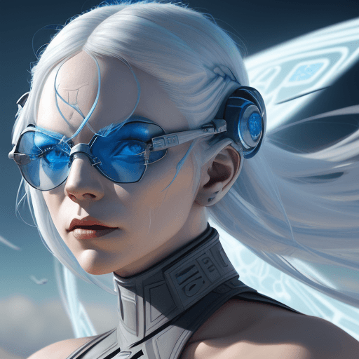 AI generated: female Sith lord from STAR WARS, white blue hair, beautiful girl, detailed face, flying sky, face to...