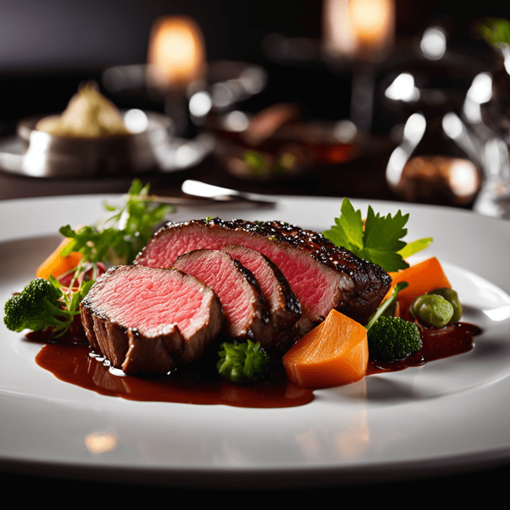 AI generated: Capture a close-up shot of a mouth-watering sliced beef medium rare barbeque , exuding tempting allu...