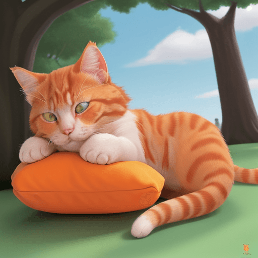 AI generated: In a small, cozy town lived a fluffy orange cat named Lucky. Lucky had bright green eyes, a little p...