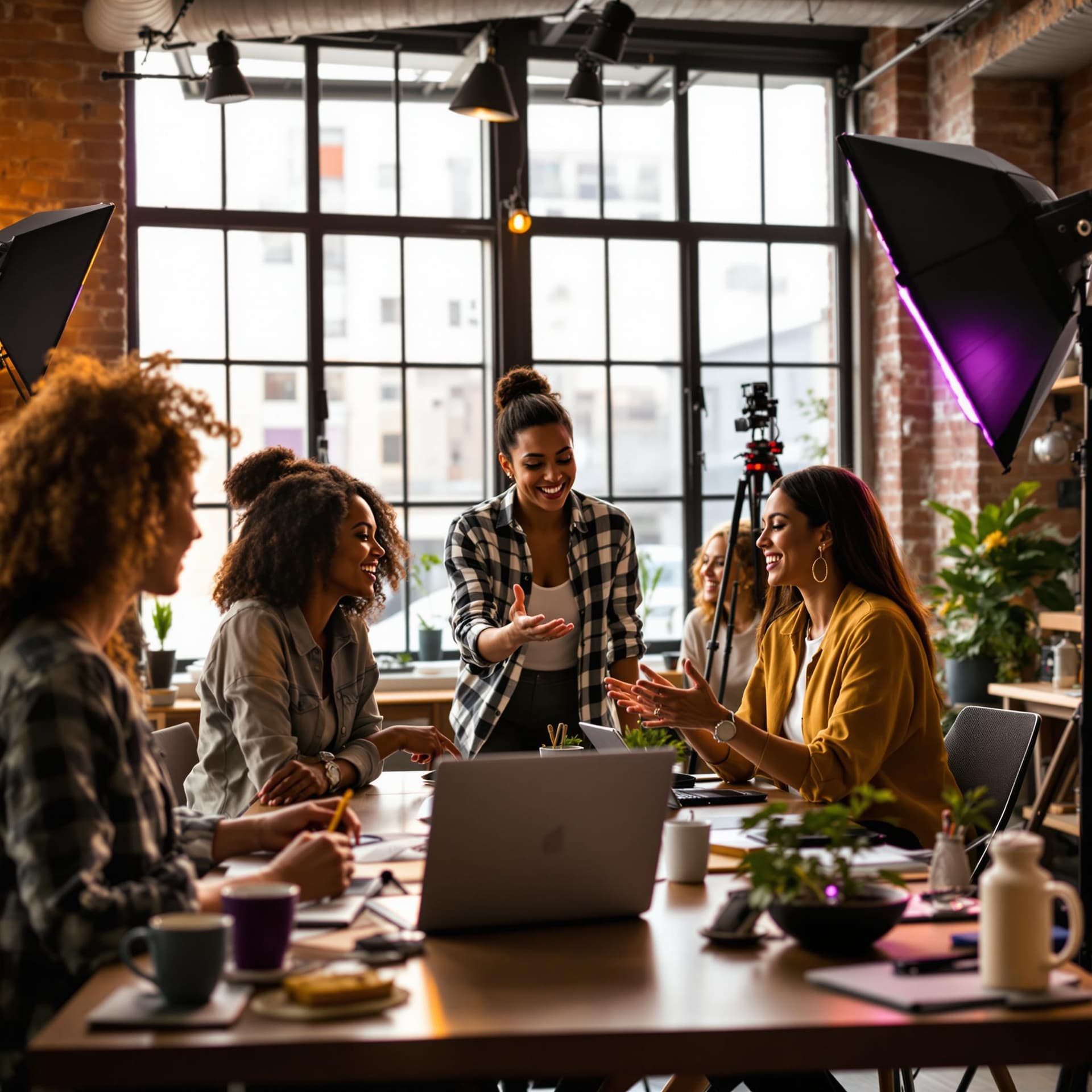 AI generated: imagine A dynamic, behind-the-scenes shot of a creative team collaborating on a project in a modern,...