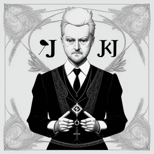 AI generated: J.P als Symbol, auch gern JAY PI, oder mathematische pi, in blautönen + schwarz 8k,