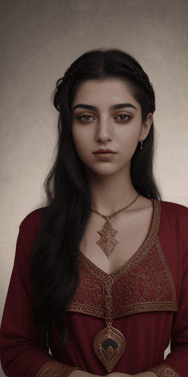 AI generated: middle eastern tarot reader, (gelled hair) , (wearing a red shirt:1.4) , symmetrical eyes, (aegyo sa...