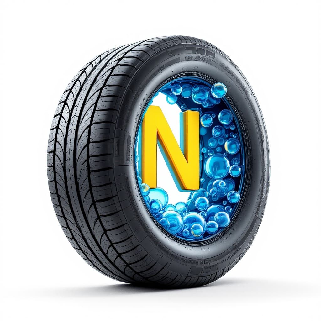 AI generated: A highly realistic front-view of a standalone car tire with a section cut open, revealing its inner ...