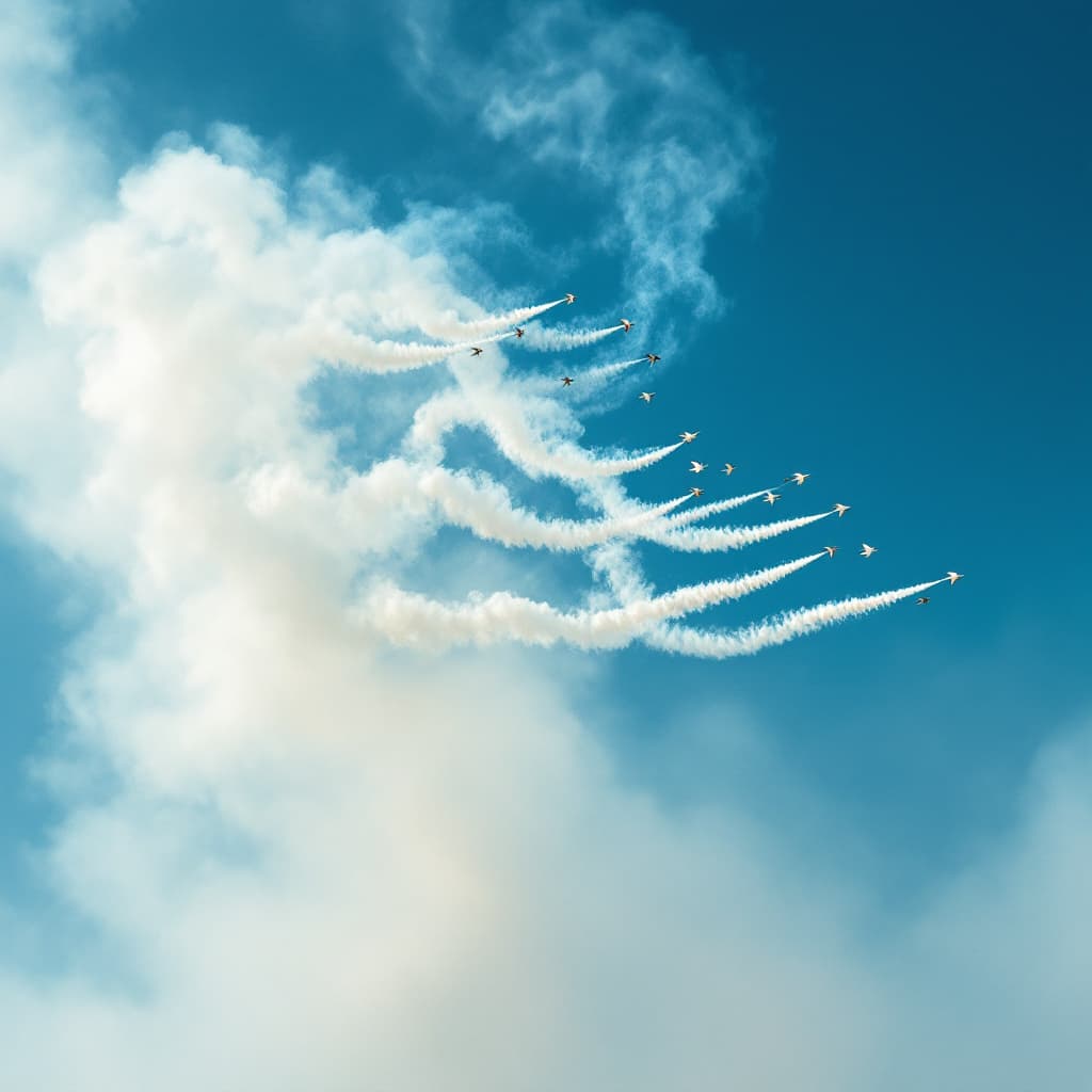 AI generated: Birds leaving smoke trails.