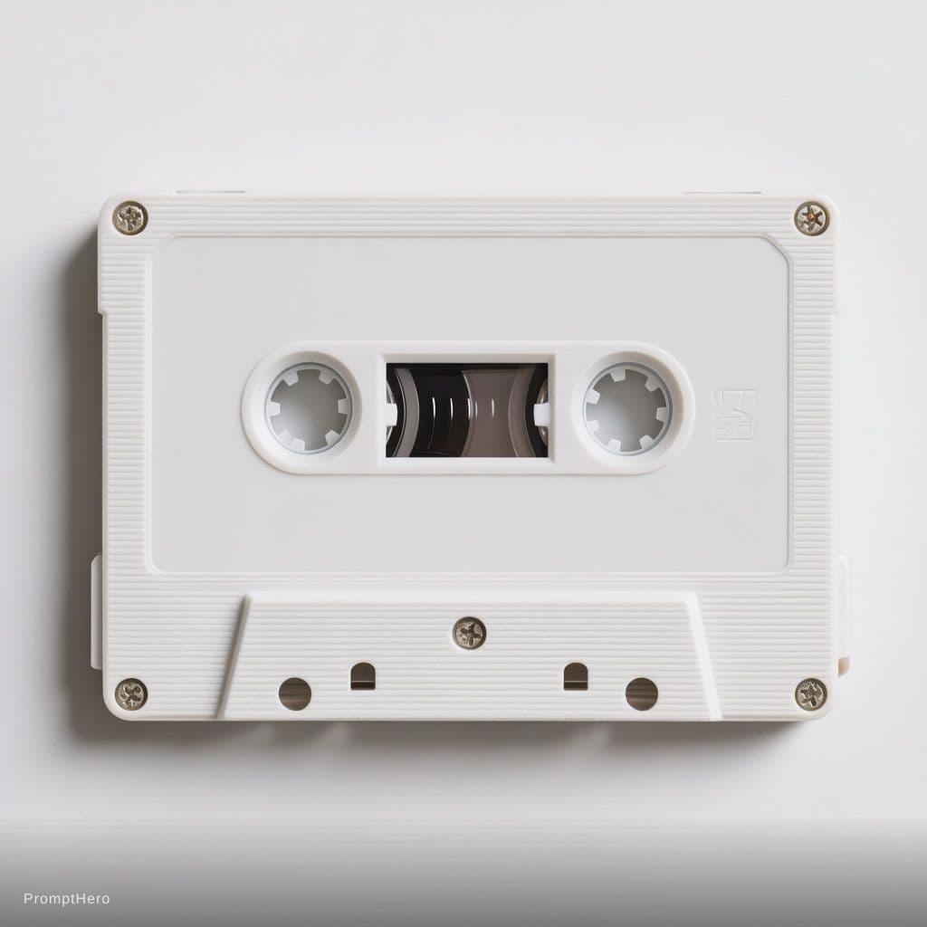 AI generated: create an audio casette in white background, upper view,
