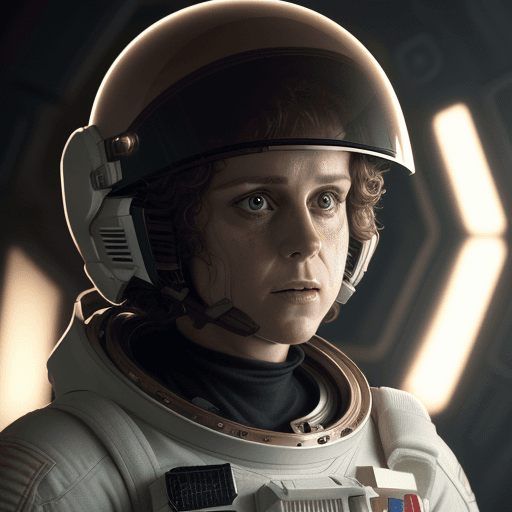 AI generated: epic cinematic 8k wallpaper of Ellen Ripley, face resolute. from Alien movie, astronaut in an ornate...